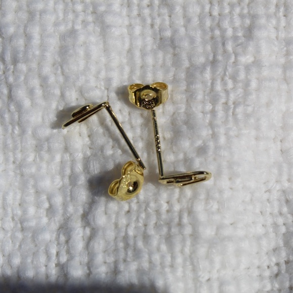 Sterling Silver Dainty Gold Paper Clip Stud Earrings - Picture 10 of 10